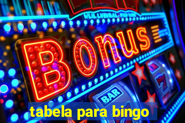 tabela para bingo