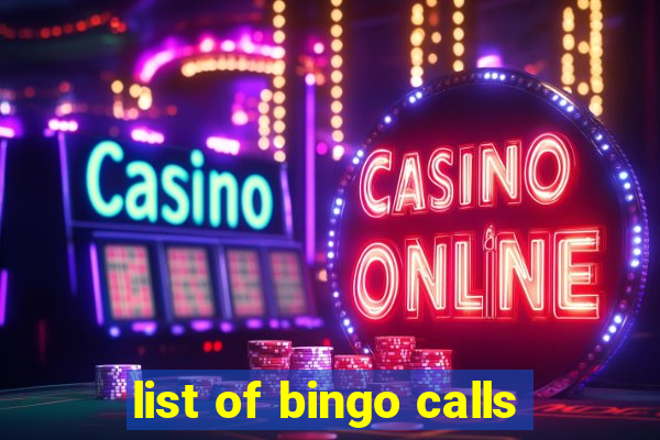 list of bingo calls