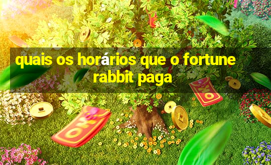 quais os horários que o fortune rabbit paga