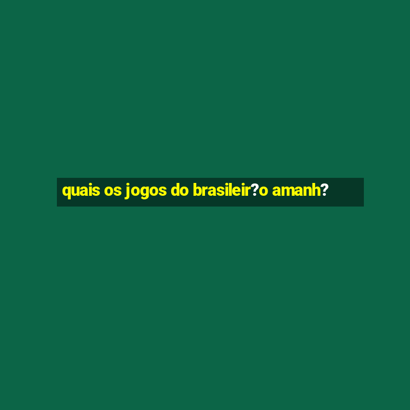 quais os jogos do brasileir?o amanh?