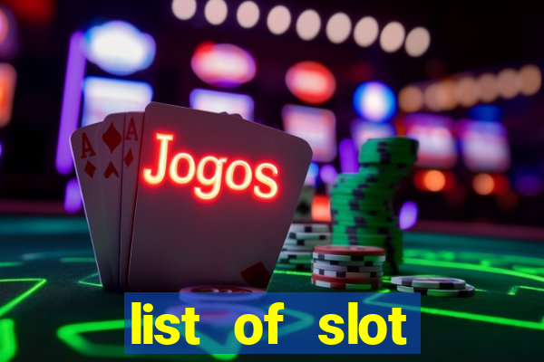 list of slot machines at jake's 58